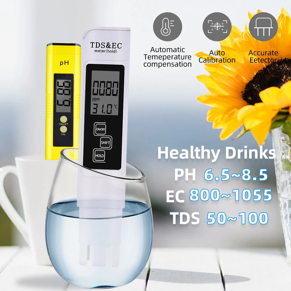 Portable LCD Digital PH Meter 0.01 + TDS EC Tester Pen Water Purity PPM Filter Hydroponic For Aquarium Pool Wine Urine 40% ph meter,water quality tester