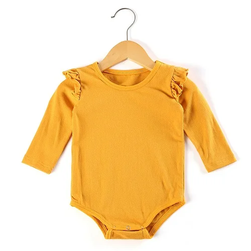 mustard Осенне-зимняя одежда для новорожденных с оборками для маленьких девочек комбинезон с длинными рукавами, комбинезон для девочек - Цвет: mustard