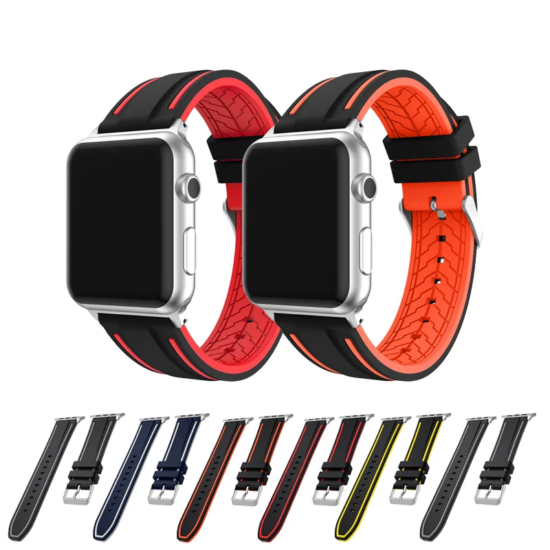 Ремешок силиконовый спортивный для apple watch band 42/38 мм 40/44 текстурный браслет смарт