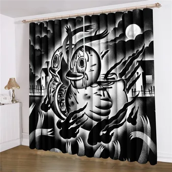 

Dark Animal Window Curtain 2 Panels Curtain 3D Print Birds Drapes Decor Window Curtain Home Textile Parlour Window Treatments