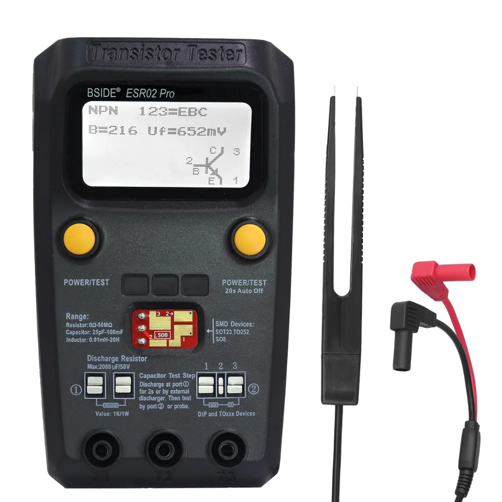 BSIDE ESR02PRO цифровой Транзистор тестер SMD диодные компоненты Триод сопротивления, емкости и индуктивности мультиметр ESR метр