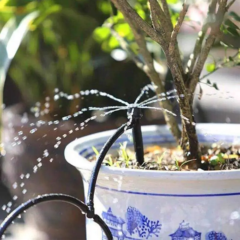 50 Pcs Drip Emitters, Adjustable to 360 Degree Flow Water Irrigation System Drop and Supports 50 Pcs Perfect Stakes for 4mm / 7m