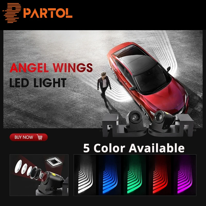 

Partol Angel Wings Car Welcome Light Shadow Light Projector Auto LED Door Warning Light Lamp for Kia Lada BMW Renault Audi