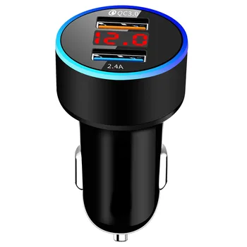 

SOONHUA Dual USB QC3.0 Fast Charging Car Charger Universal Dual USB Chargers With Battery Voltage Display For 12-24V Vehicles