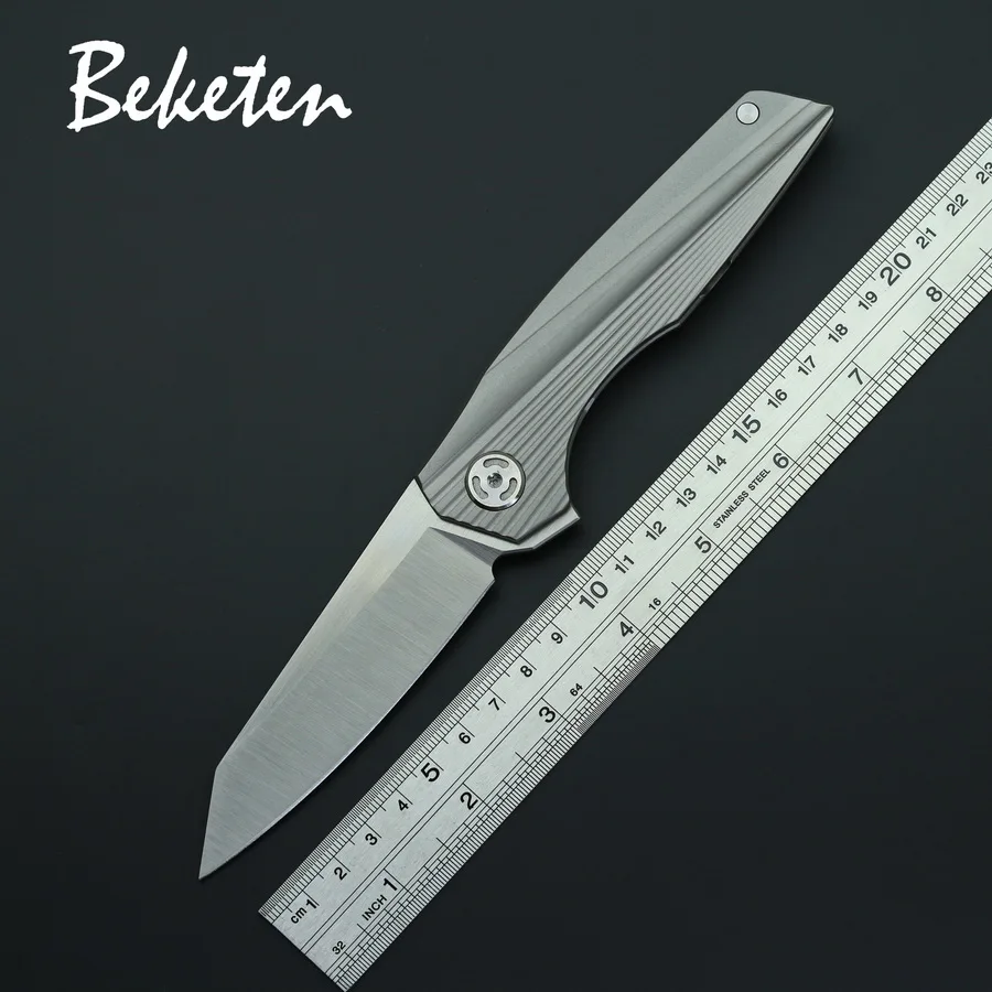 

BEKETEN Parallel Folding Knife D2 Blade Titanium Handle Outdoor Camping Hunting Survival Tactical Pocket Utility Knives EDC Tool