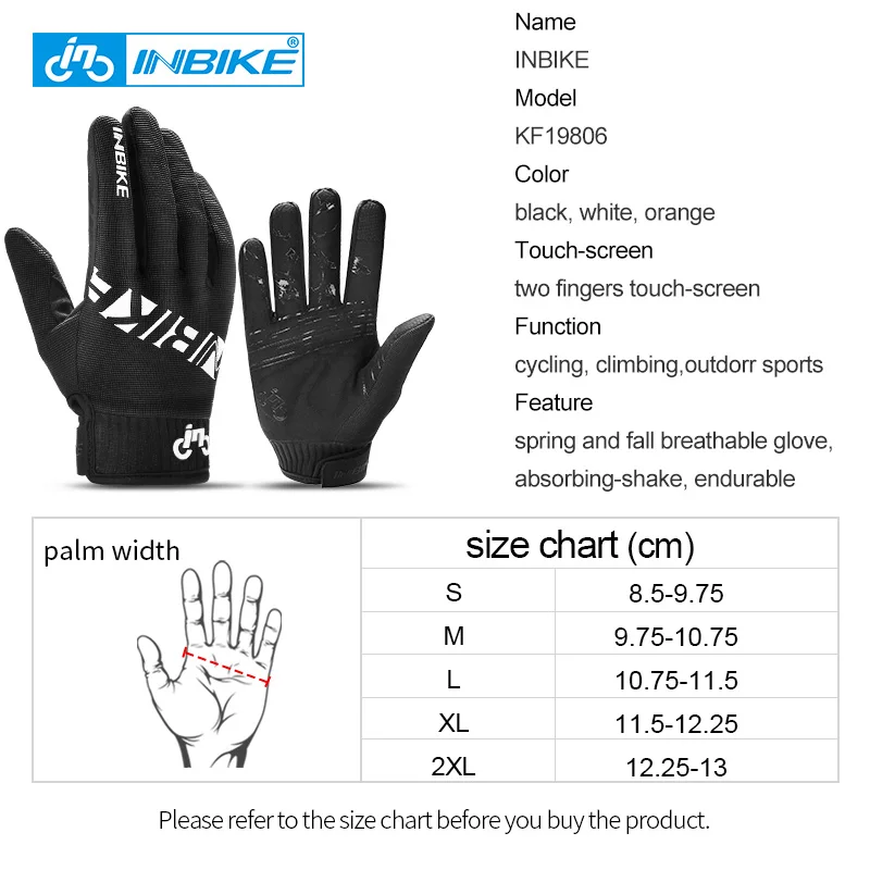 INBIKE Cycling Gloves Touch Screen MTB Bike Gloves Sport Shockproof Full Finger Reflective Winter Spring Bicycle Glove IM19806 cycling gloves
