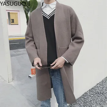 

YASUGUOJI Fashion Men Cardigan Knitted Sweaters Spring Autumn New Arrivals Stylish Casual Solid Long Sleeves Sweater Overcoat