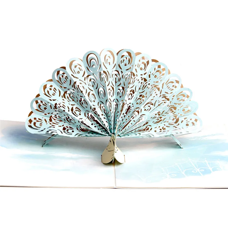 Birthday Cards South Korea Creative 3D Peacock Cover Letter Card Graduation Hand-made Wedding Invitation Customizable