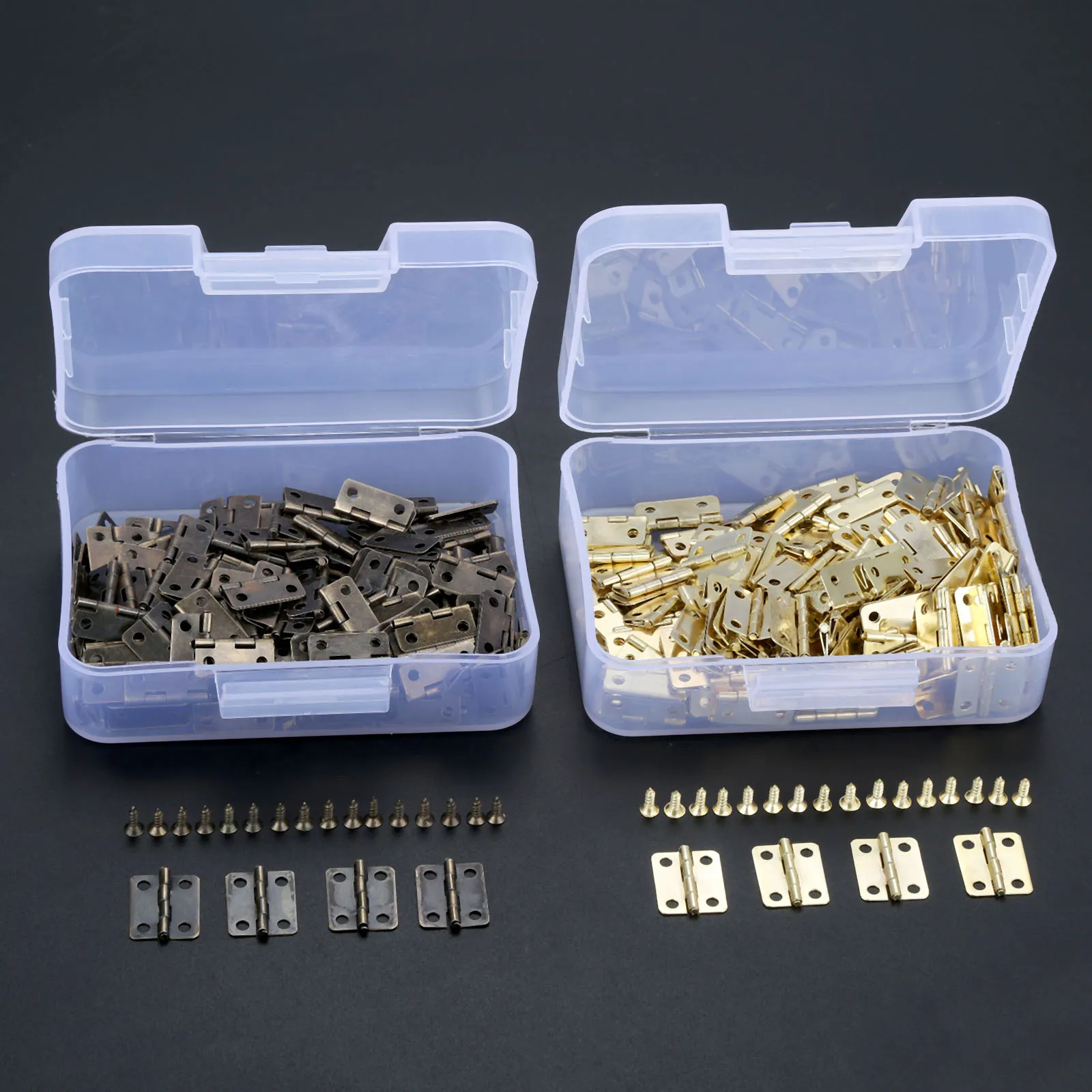 DRELD 200Pcs 16*13mm Cabinet Door Furniture Hinge Jewelry Wood Boxes Decorative Fittings +Screws +Storage Box | Обустройство дома