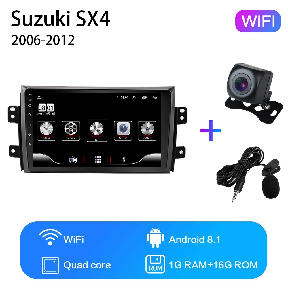 2G+ 32G " 2din Android 8,1 GO автомобильный dvd-плеер для Suzuki SX4 2006 2007 2008 2009 2010 2011 2012 автомобильный Радио gps навигация wifi - Цвет: WiFi 1G-16G-XGYS-MIC