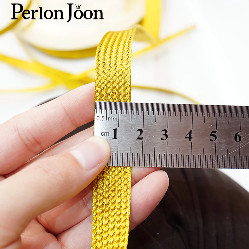 Gold thread strap webbing woven embroidery braid ribbon for decorative clothing bag shoes ribbon accessories 10yards ZD009