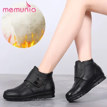 

MEMUNIA 2020 new arrival genuine leather shoes women ankle boots wool warm snow boots comfortable winter shoes female
