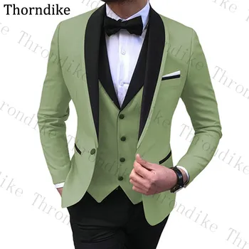 

Thorndike Men Party Suit Solid Buttons Men Formal Suits Custom Made Shawl Lapel Suits (Pants+Blazer+Vest) Fashion Wedding Suit