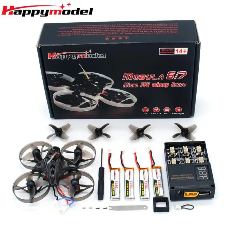 Гоночный Дрон Happymodel Mobula7 V2 75 мм Crazybee F4 Pro 2S Whoop FPV BNF с обновленным мотором BB2 ESC 700TVL