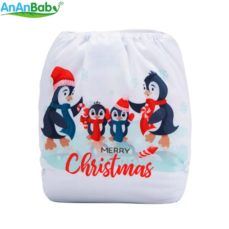 {AnAnBaby} Новое поступление, тканевые подгузники с принтами на Хэллоуин и Рождество, многоразовые и моющиеся детские подгузники с принтами на праздник