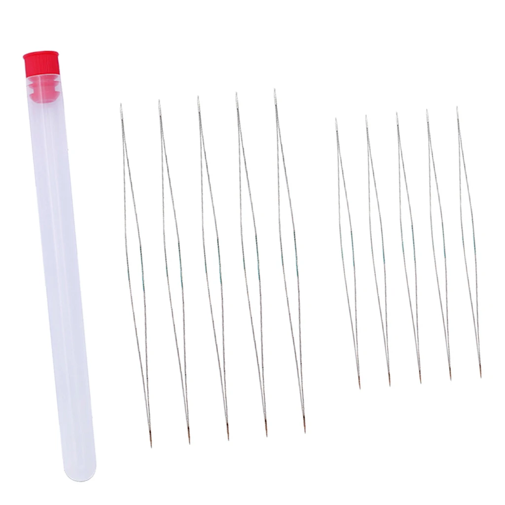 10 Pieces Stainless Steel Beading Needles Big Eye Craft Hand Sewing Needles ( 2 Sizes) with Needle Bottle, Easy to Thread