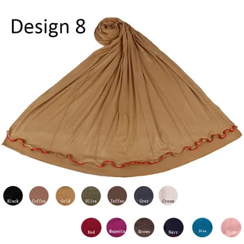 

Design 8-Multicolor Soft Cottonstretchy Jersey Hijab Scarf with stones for muslim Islamic women shawls and wraps Head Scarves