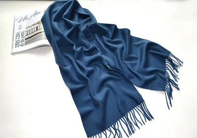 Зимний кашемировый шарф для женщин, теплый шерстяной шарф для шеи, Модный женский плотный простой палантин для мужчин, унисекс, роскошная брендовая шаль - Цвет: gray blue