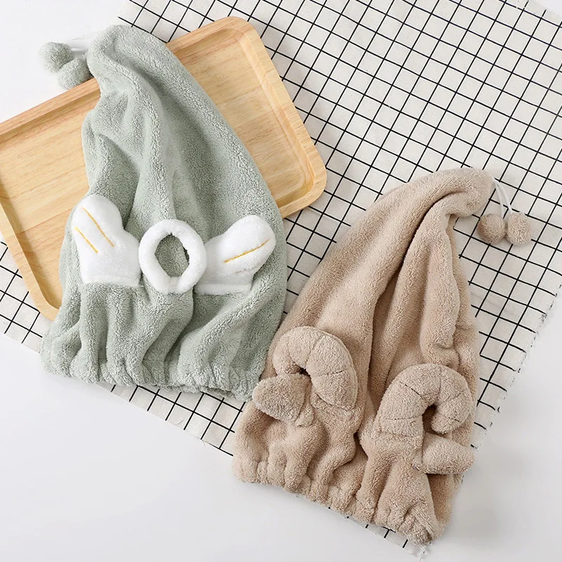 Hair Drying Towels Women Towels Bathroom Towel Bath Hat Quick drying Super Absorbent Thicker Microfiber Hair 2