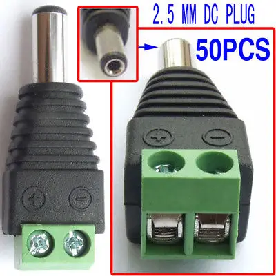 

DHL/EMS 250pcs 2 pole CCTV 2.5mm 5.5mm DC Power plug Terminals-A8