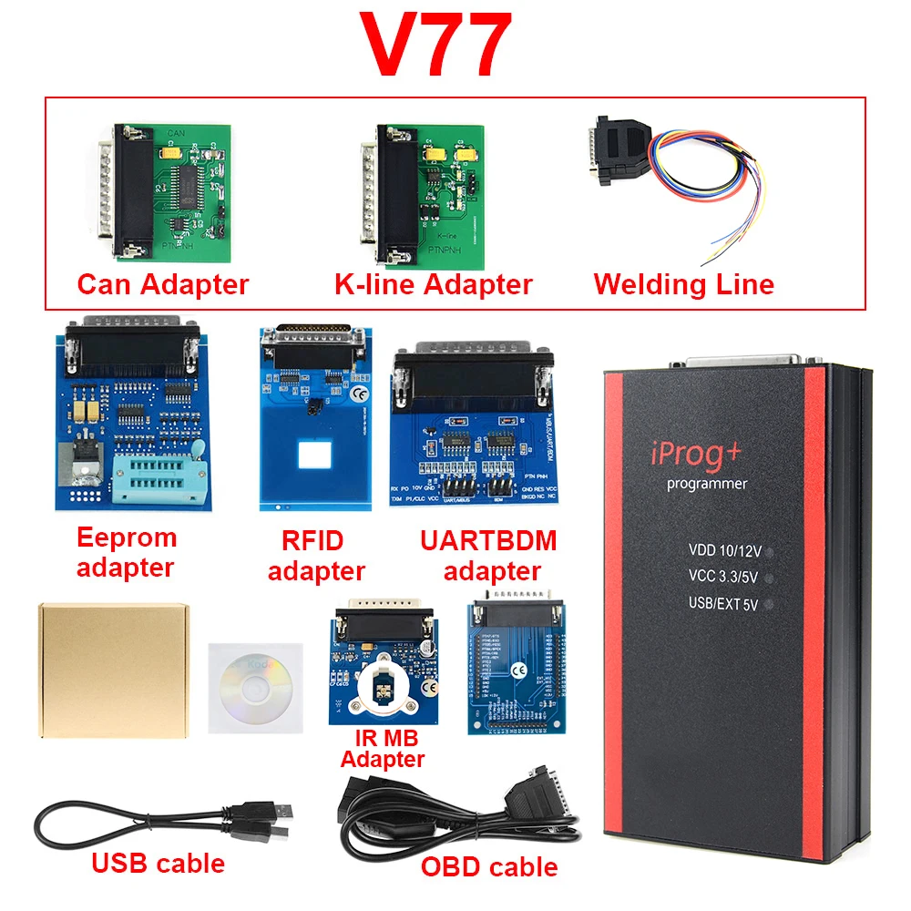 V77 Горячая Iprog+ Iprog Pro программист поддержка IMMO+ коррекция пробега+ сброс подушки безопасности до года Замена Carprog/Full