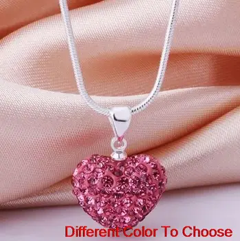 

ab caly best christmas gift mixed whosale best heart Silver Plated snake chain crystal Necklace gdf2s