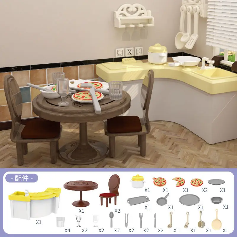 Miniature Dollhouse Furniture & Accessories Set 1/12 - Supermarket Scene with Bedroom Forest Theme for Kitchen Play