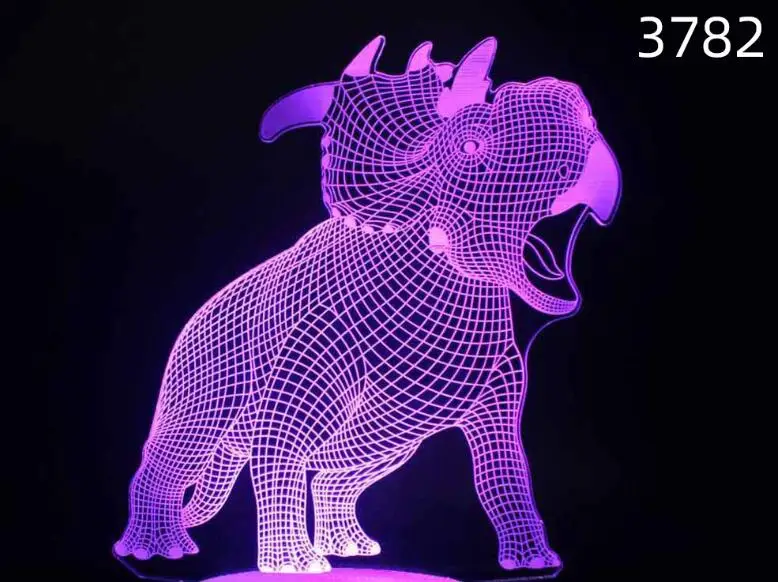Динозавры 3D светодиодный ночник акриловая лазерная стерео Иллюзия 7/16 цветов Пульт дистанционного управления дети друзья подарок игрушки 1 шт. домашний декор дропшиппинг - Испускаемый цвет: Model 7