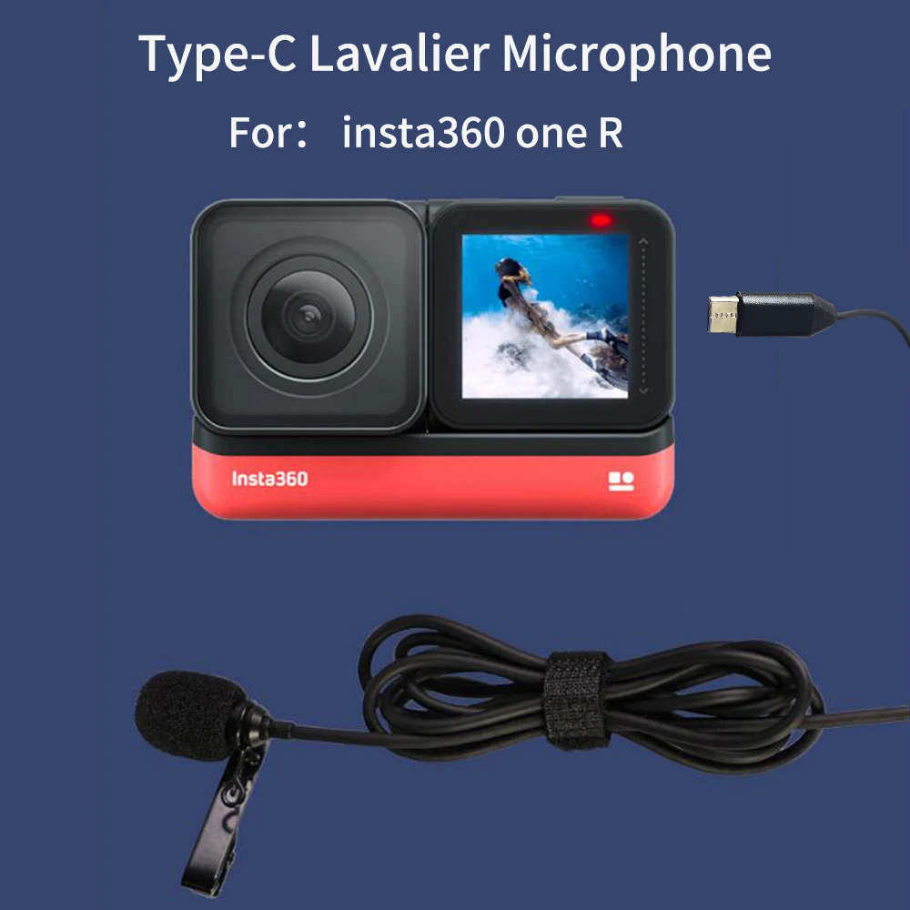 Accessories Kit TUYU Type-C Lavalier microphone no need mic adapter For Insta360 one R one Rs camera Accessories hi-fi sound noise reduction