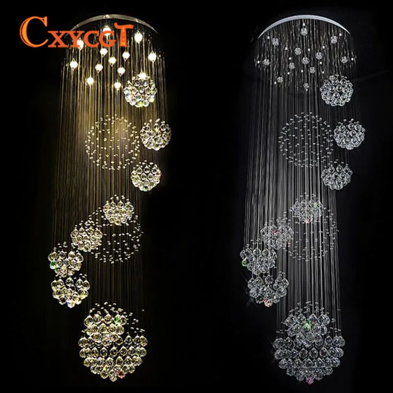 Large Modern Crystal Double Helix Round Elegant Hotel Staircase Crystal Chandelier