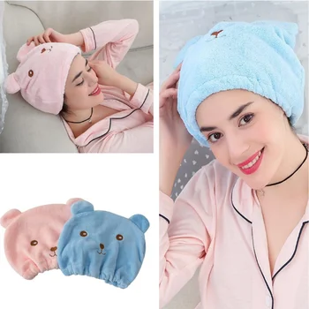 

1 Pcs Cute Cartoon Microfiber Hair Turban Shower Cap Quickly Dry Hair Shower Hat Soft Hair Wrap Bath Towel Bathroom Accessories