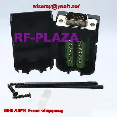 

DHL/EUB 30pcs Connector DB15 VGA male D-Sub 3+9 line Plastic Cover screw Terminal PCB black-A6