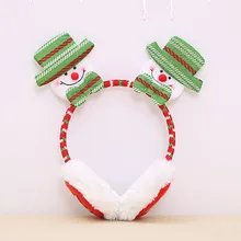 Рождественские зимние аксессуары, Детские Зимние теплые плюшевые наушники с милыми мультяшными ушками Санта-Клауса, рождественский подарок, ободок со снеговиком