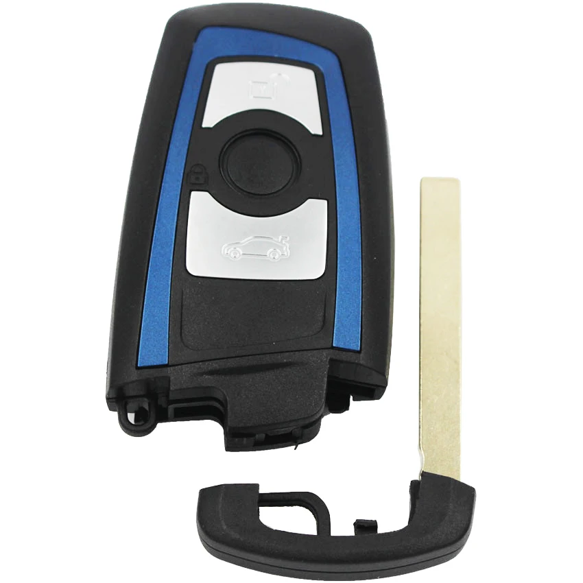 3 кнопки умный пульт дистанционного ключа корпус fob для BMW CAS4 F 1 3 5 7 серии 2009- FCC ID: YGOHUF5662 с синим или REDEdge - Цвет: Синий
