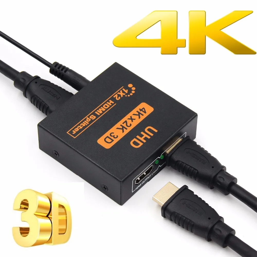 HD 4K HDMI разветвитель 1X2 порта 3D UHD 1080p 4K* 2K видео HDMI Коммутатор HDMI 1 вход 2 Выход концентратор повторитель усилитель - Цвет: Metal type