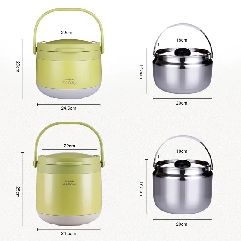 New Pinkah 3L 4.5L Thermos Lunch Box No Electricity Cooking Vacuum Thermos Food Jar 304 Stainless Steel Vacuum Stew Pot