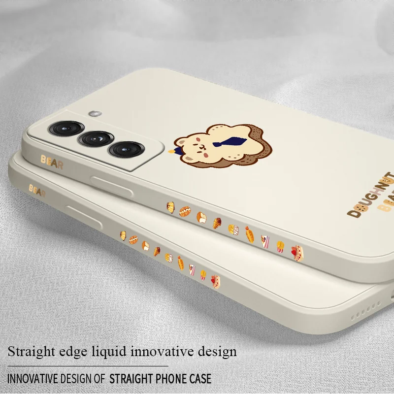 Bear Donut Phone Case For Samsung Galaxy S21 S20 FE S10 Note 20 10 Ultra Plus A72 A52 A42 A32 A71 A51 A41 A31 A21S 4G 5G Cover