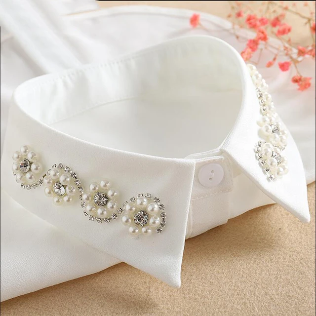 White Bib Collar Necklace With Pearls Detachable Beaded Collar Beads  Removeable Women Accessories Peter Pan Collar Classic Elegant 