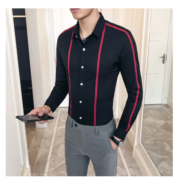 Новинка, мужские рубашки размера плюс, 5XL, Повседневная приталенная Мужская рубашка, черная, белая, с длинным рукавом, британский стиль, мужская рубашка, Chemise Homme