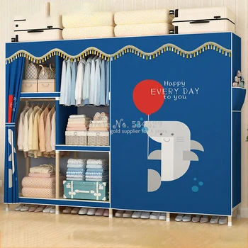

10%Simple modern economic assembled solid wood cloth wardrobe dormitory rental home storage cabinet