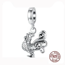 MOWIMO 925 пробы Серебряный петух бусины животных талисманы подходят Pandora браслет ювелирные изделия DIY кулон ожерелье BKC1337