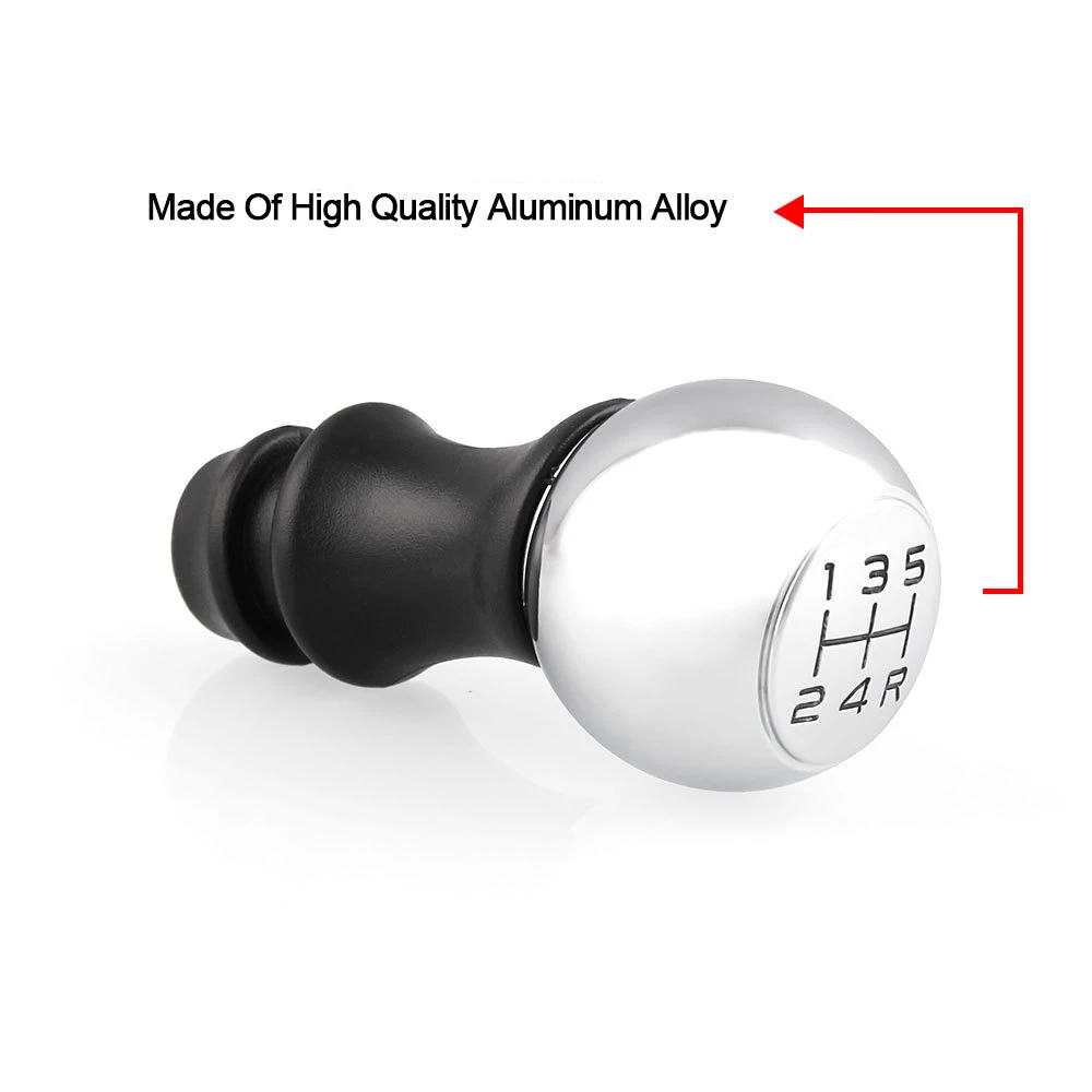 Gear Shift Control Knob 5 Speed Chromed Silver Shift Knob Lever Head For PEU-GEOT 106/1007/206/107/306/307/308/2008/301/3008