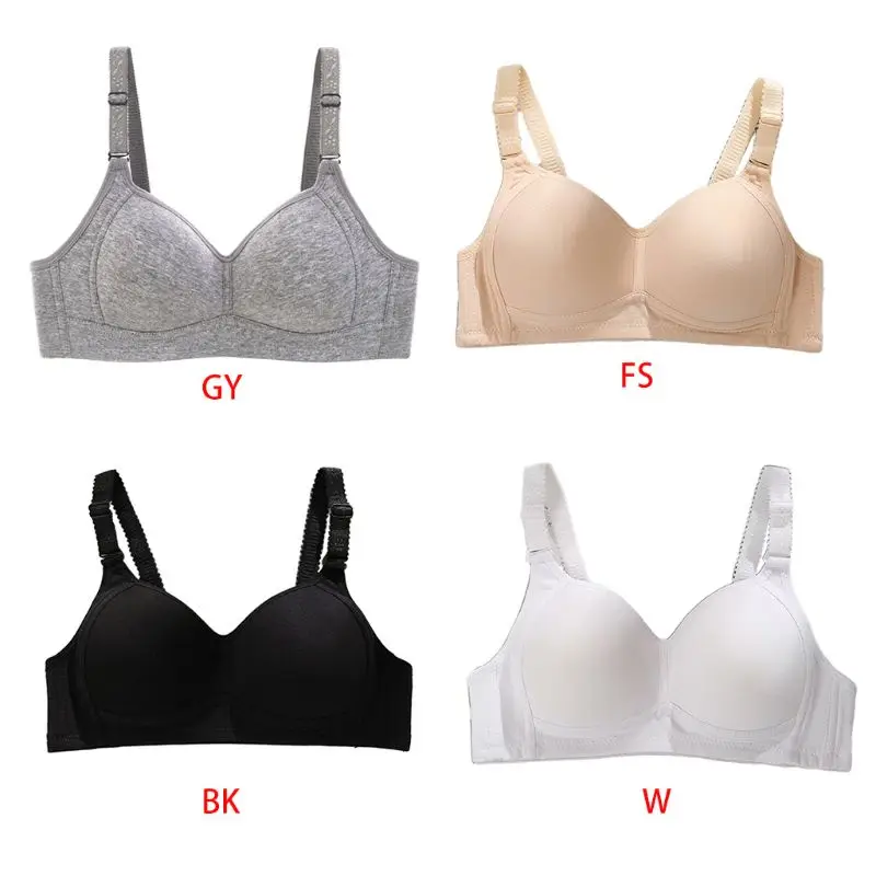 Teenage Girl Detachable Strap Cotton Bra Underwear Wireless Thin Padded Bralette Y1AC