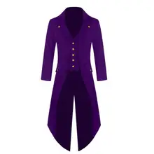 Горячая Для мужчин Средневековый Ренессанс куртка, костюм для косплея, однотонные Цвет длинные смокинг куртка