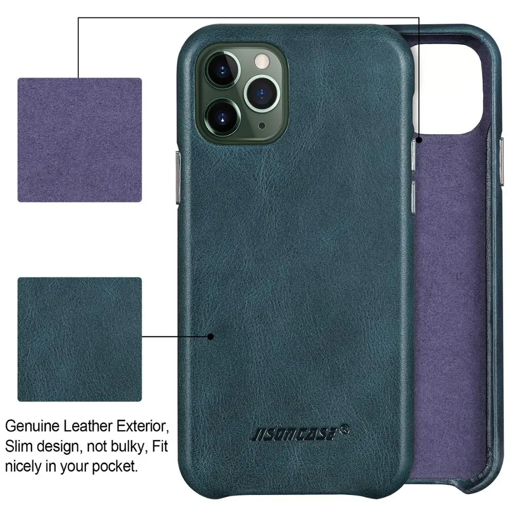 Jisoncase iPhone 11 Pro Чехол кожаный чехол, ультра тонкий и тонкий мягкий кожаный чехол на заднюю панель защелкивающийся чехол для iPhone 11 Pro 5,8 ”