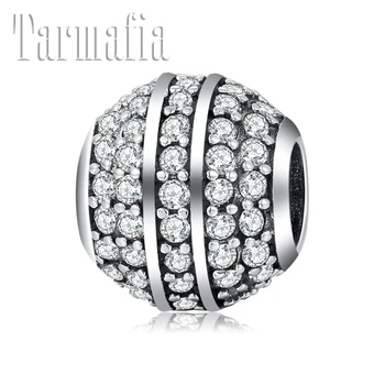 

100% Authentic 925 Sterling Silver fine Bead Charm DIY sparkling CZ like coil Fit Original Women Charm Bracelet Jewelry making