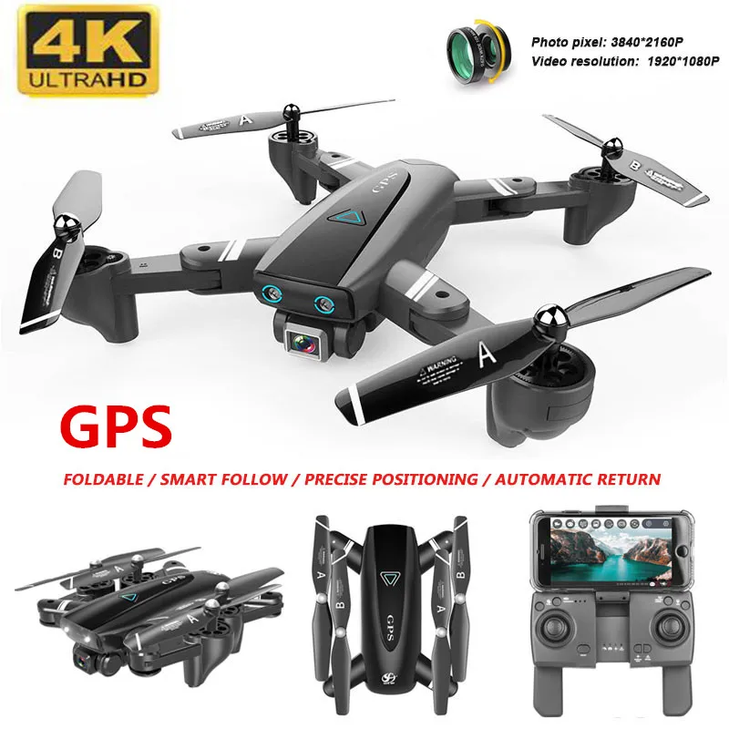 Helicóptero de Brinquedo 4k com Câmera Nova Drone Quadcopter Wi-fi Fpv Dobrável Off-ponto Voando Gesto Fotos Vídeo S167 Gps rc