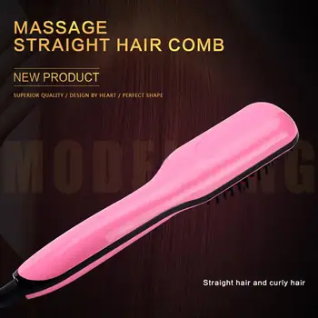 

Portable Temperature Control Electric Scalp Massage Comb Hair Straightener Brush