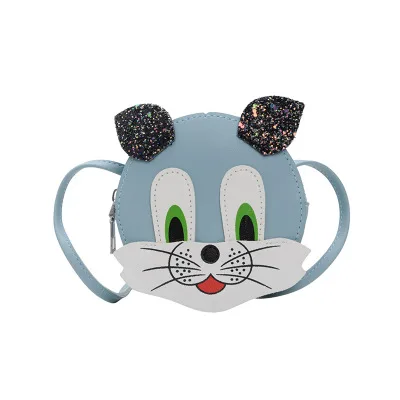 Милые детские сумки для девочек с мультипликационным принтом маленькая кошка сумка через плечо сумка-мессенджер кошелек - Цвет: Синий