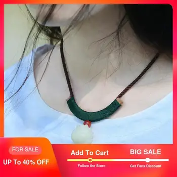 

Collares Collier Ethnic Neckalce For Women White Lotus Flower Wood Pendant Long Rope Chains Vintage Fashion Jewelry 2018
